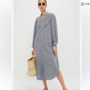 Blue Gingham Long Sleeve Dress